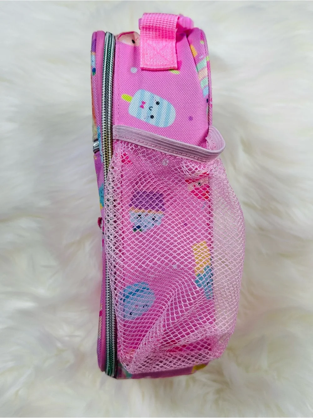 Girls Pink Glitter Cupcake Lunch Box - Sequin Snack Print